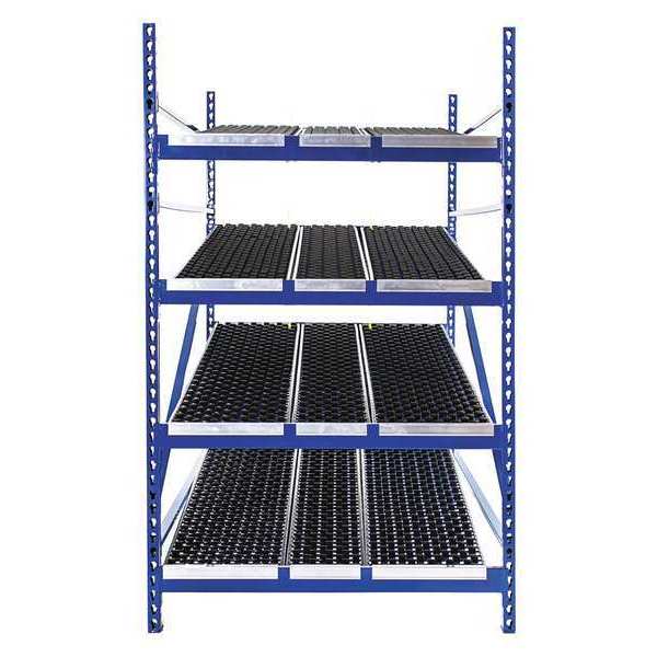 Starter Gravity Flow Rack, 72 in D, 96 in W, 4 Shelves