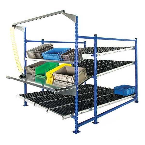 Starter Gravity Flow Rack Workstation, 96 in D, 72 in W, 3 Shelves
