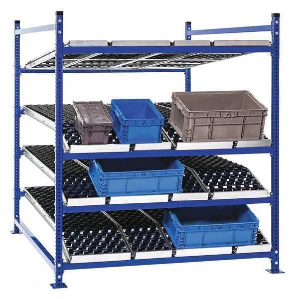 Add-On Gravity Flow Rack, 72 in D, 48 in W, 4 Shelves