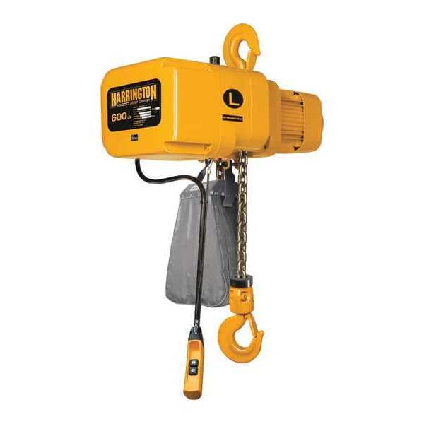 Electric Chain Hoist, 600 lb, 10 ft, Hook Mounted - No Trolley, Yellow