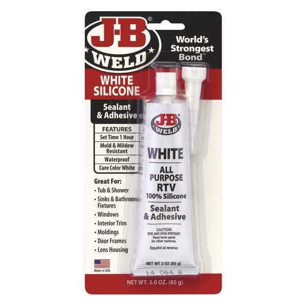 Sealant, 3 oz, Tube, White, Silicone Base