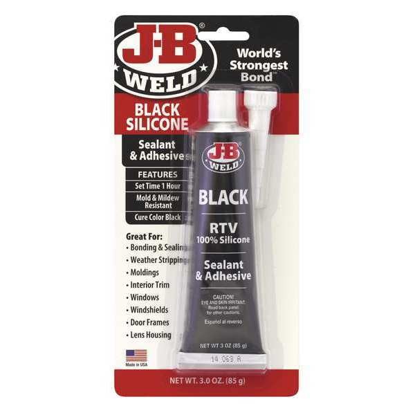 Sealant, 3 oz, Tube, Black, Silicone Base