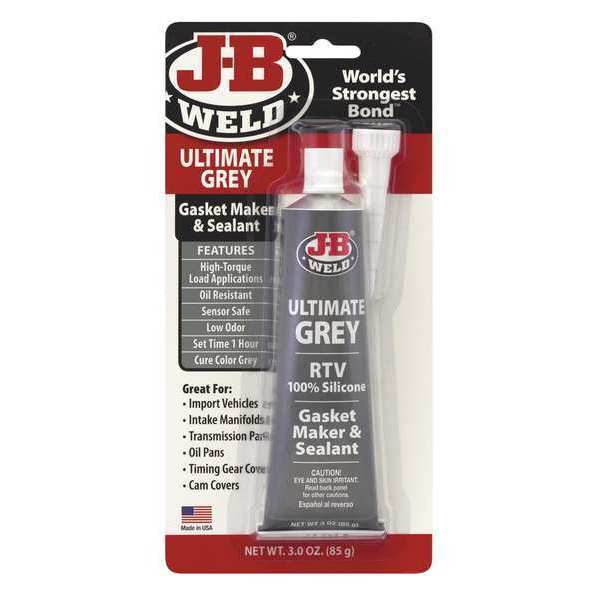 Sealant, 3 oz, Tube, Gray, Silicone Base