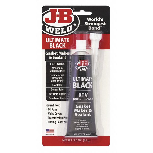 Sealant, 3 oz, Tube, Black, Silicone Base