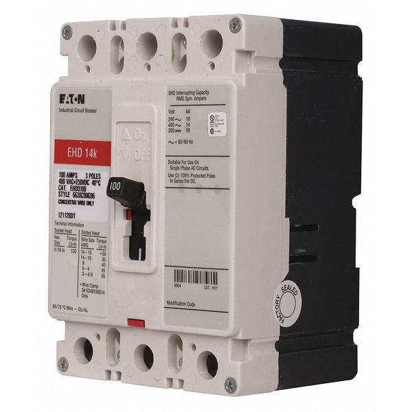 Molded Case Circuit Breaker, 35 A, 480V AC, 3 Pole, Free Standing Mounting Style, EHD Series