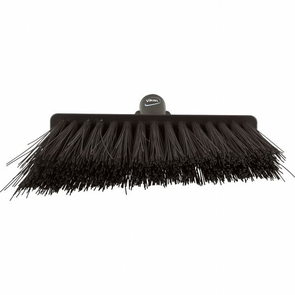 11 51/64 in Sweep Face Angle Broom, Stiff, Synthetic, Black
