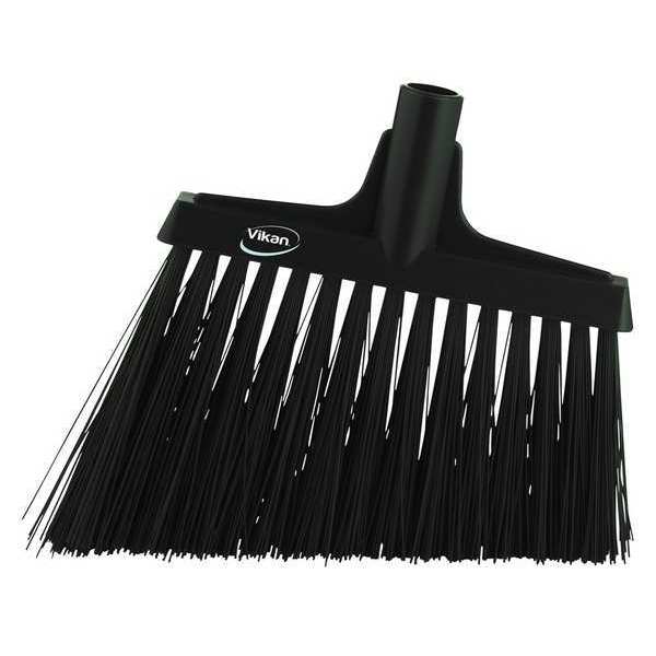 11 51/64 in Sweep Face Angle Broom, Stiff, Synthetic, Black
