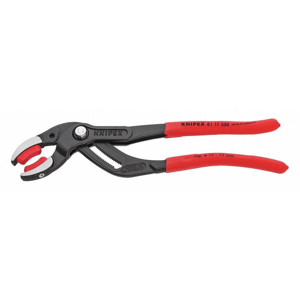 10 in Curved Jaw Tongue and Groove Plier Serrated, Plastic Grip