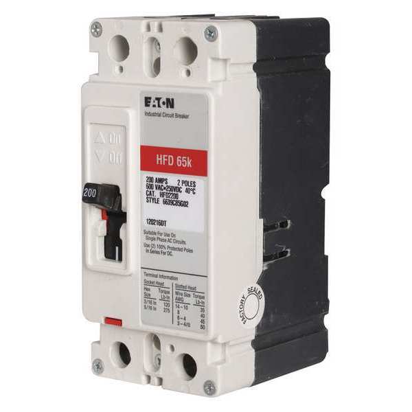 Molded Case Circuit Breaker, 15 A, 600V AC, 2 Pole, Free Standing Mounting Style, HFD Series
