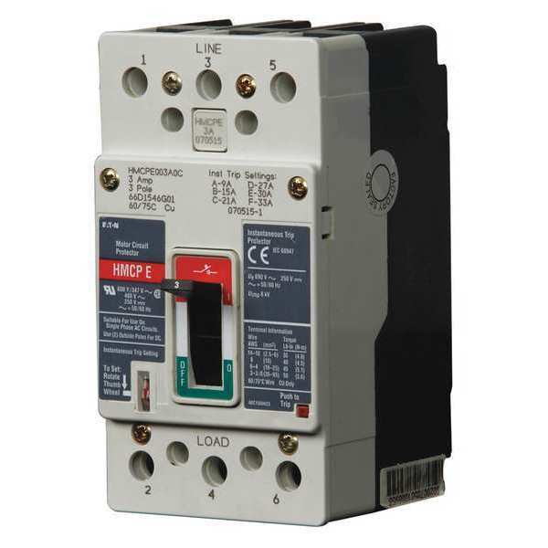 Molded Case Circuit Breaker, 15 A, 600V AC, 3 Pole, Free Standing Mounting Style, HMCP Series