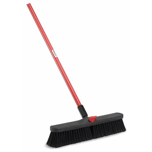 18 in Sweep Face Push Broom, Black, 60 in L Handle