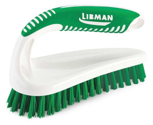 2 1/2 in W Scrub Brush, Stiff, 5 1/2 in L Handle, 7 in L Brush, Green, Polypropylene, Santoprene