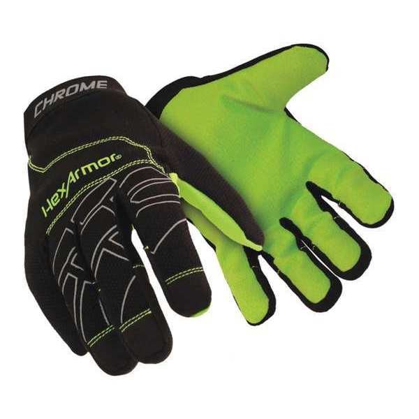 Hi-Vis Cut Resistant Gloves, A8 Cut Level, Uncoated, S, 1 PR