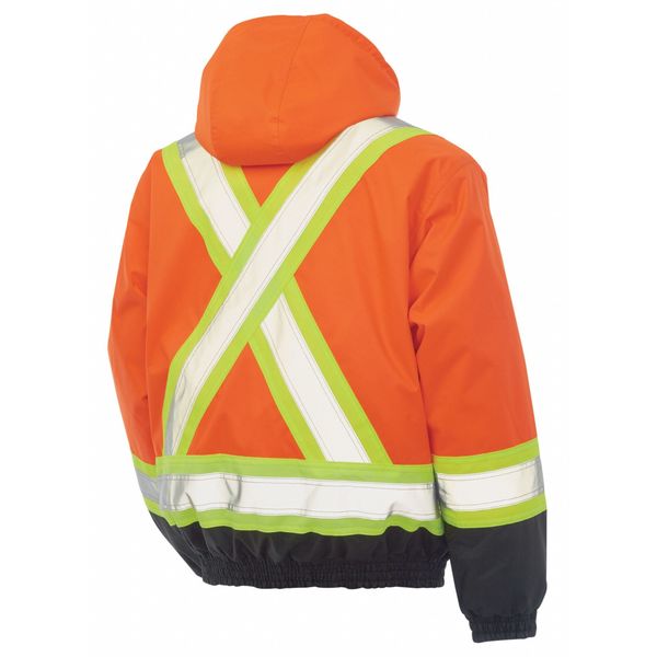 Men's High-visibility Orange Polyester Bomber Jacket size L