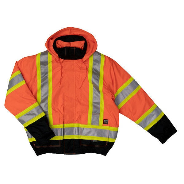 Men's High-visibility Orange Polyester Bomber Jacket size XL