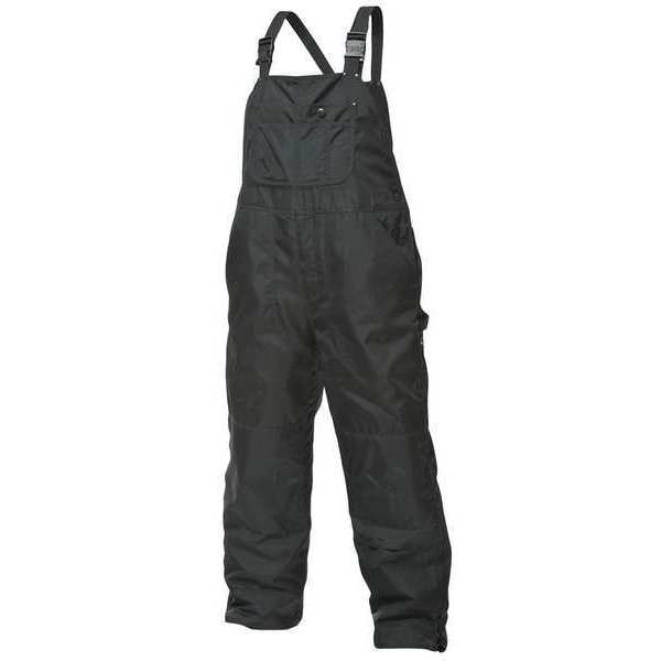 Bib Overalls, Black, Size 34x32 In.