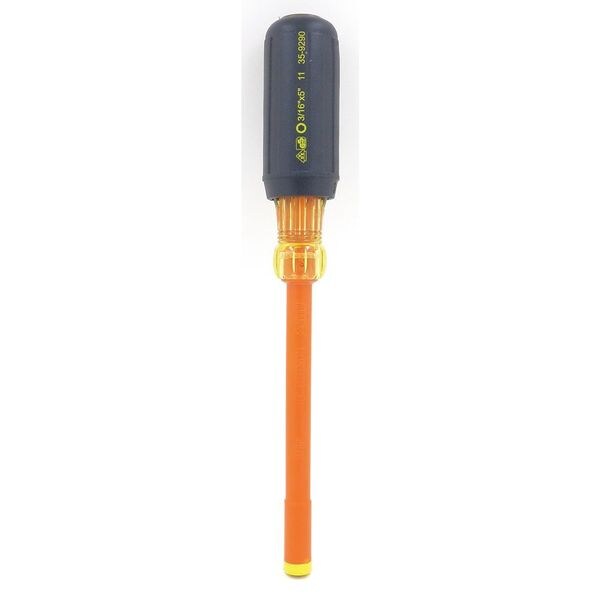 Nut Driver, 3/16 in., Solid, Ins, 5 in.