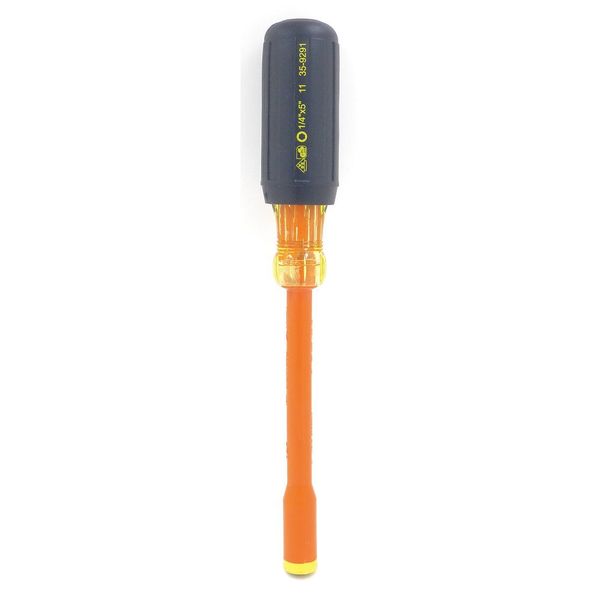 Nut Driver, 1/4 in., Solid, Ins, 5 in.