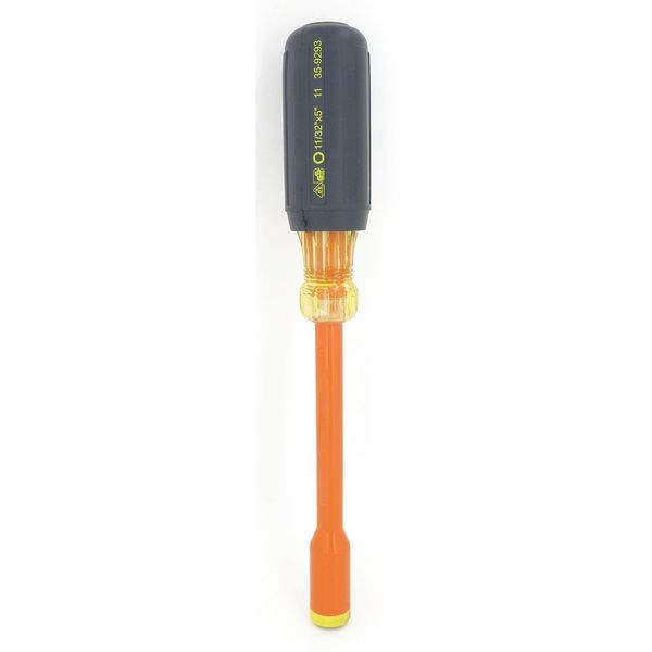 Nut Driver, 11/32 in., Solid, Ins, 5 in.