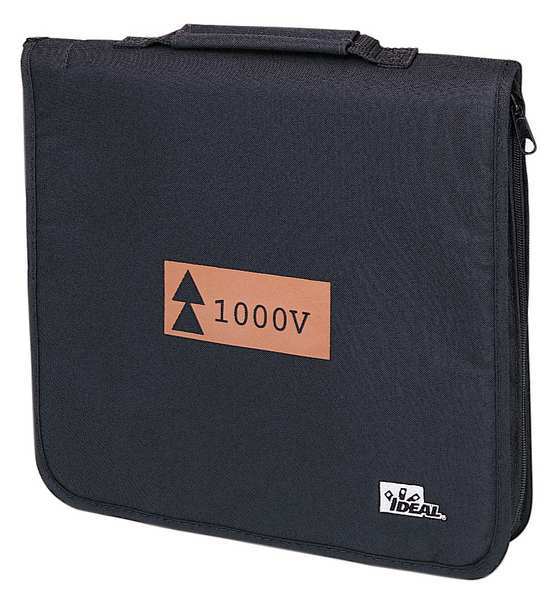 Soft Zippered Tool Case, Nylon, 9 Pockets, Black, 1 in Height