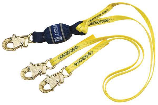 Shock Absorbing Lanyard, 6 ft., 310 lb. Weight Capacity, Yellow