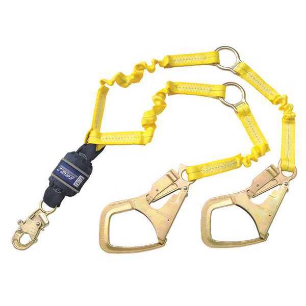 Shock Absorbing Lanyard, 6 ft., 310 lb. Weight Capacity, Yellow