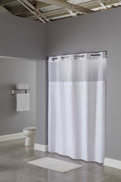 Shower Curtain, RePET, White, 71 in W, 77 in L