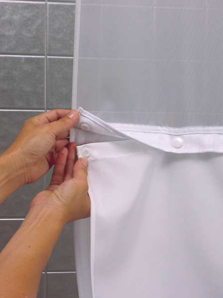 Shower Curtain Liner, Polyester, White, 70 in W, 57 in L