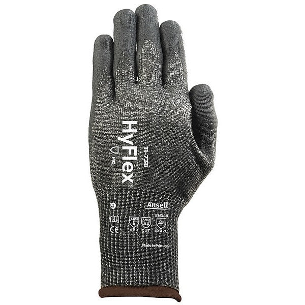 Hyflex Cut-Resistant Coated Gloves, A4 Cut, Nitrile/Polyurethane, Black/Gray, XL (Size 10), 1 Pair