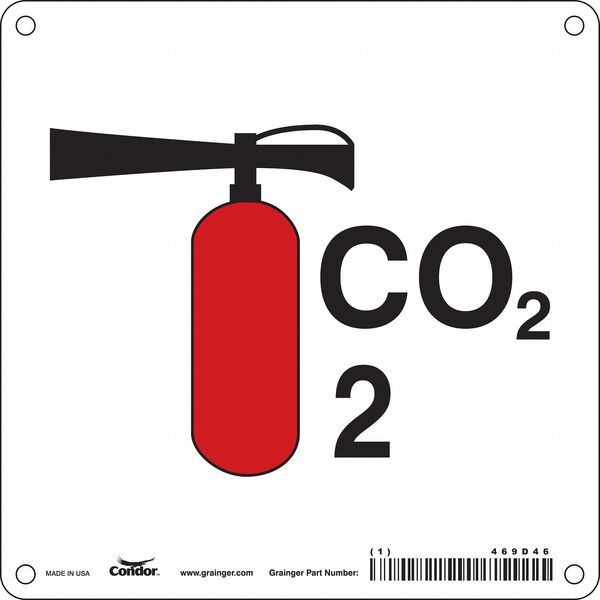 SAFETY SIGN FIRE AND EMERGENCY, 6 in Height, 6 in Width, Aluminum, Square, English