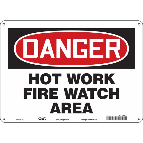 SAFETY SIGN FIRE AND EMERGENCY, 10 in H, 14 in W, Aluminum, Horizontal Rectangle, English, 469G83