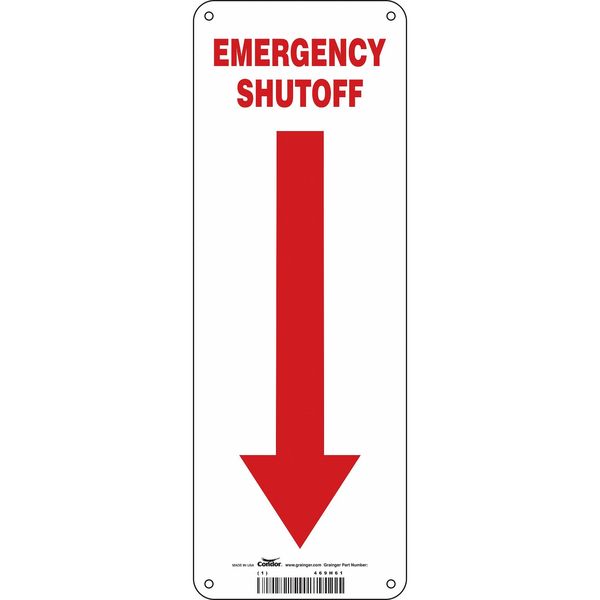 SAFETY SIGN FIRE AND EMERGENCY, 14 in Height, 5 in Width, Aluminum, Horizontal Rectangle, English