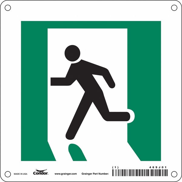 SAFETY SIGN FIRE AND EMERGENCY, 6 in Height, 6 in Width, Aluminum, Square, English