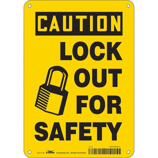 Safety Sign, 10 in Height, 7 in Width, Aluminum, Horizontal Rectangle, English, 469K91