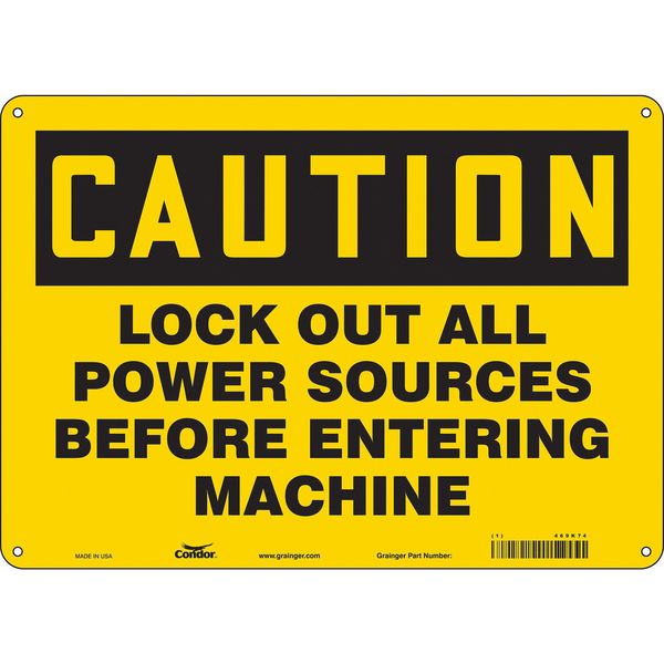 Safety Sign, 10 in Height, 14 in Width, Aluminum, Horizontal Rectangle, English, 469K74