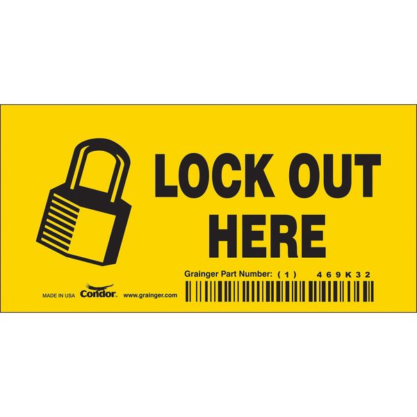 Safety Sign, 2 1/4 in Height, 4 1/2 in Width, Vinyl, Horizontal Rectangle, English