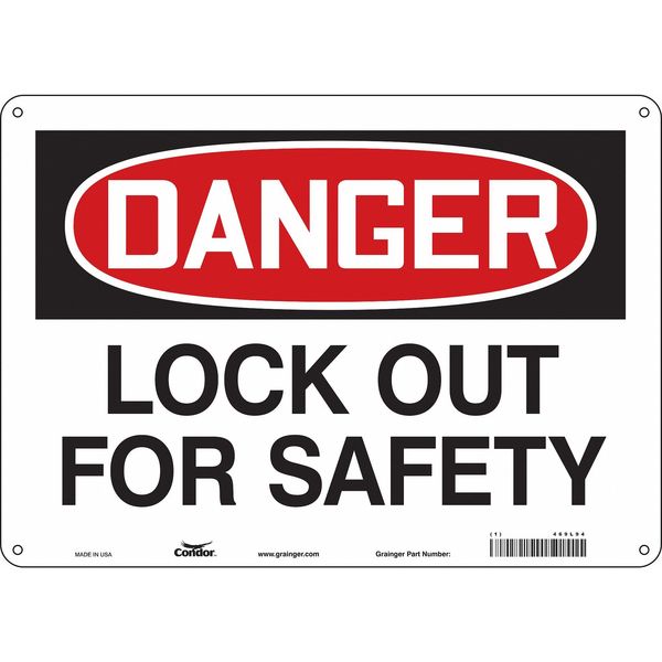 Safety Sign, 10 in Height, 14 in Width, Aluminum, Horizontal Rectangle, English, 469L94