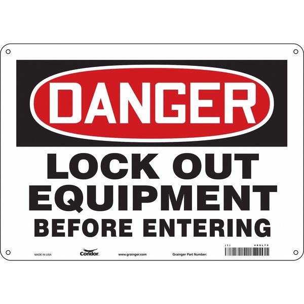 Safety Sign, 10 in Height, 14 in Width, Aluminum, Horizontal Rectangle, English, 469L70