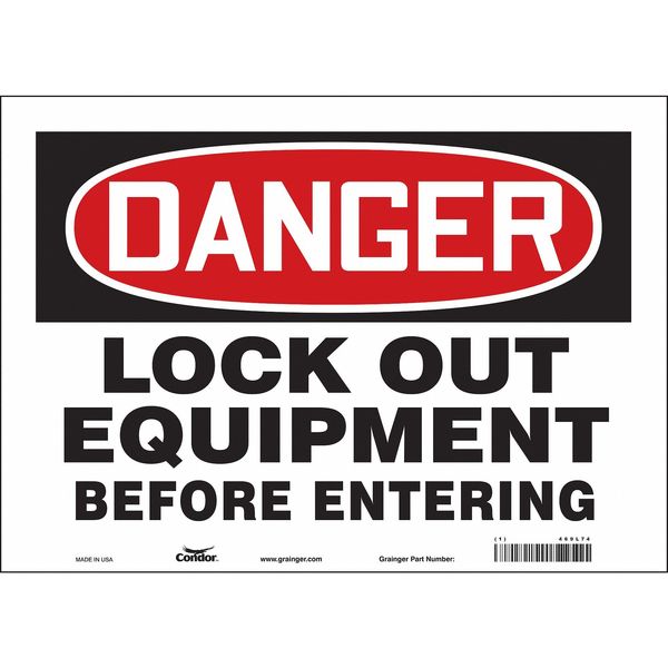 Safety Sign, 10 in Height, 14 in Width, Vinyl, Horizontal Rectangle, English, 469L74