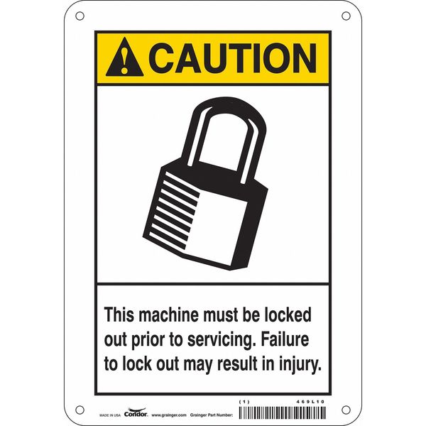 Safety Sign, 10 in Height, 7 in Width, Aluminum, Horizontal Rectangle, English, 469L10