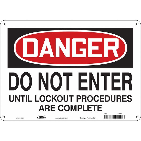 Safety Sign, 10 in Height, 14 in Width, Aluminum, Horizontal Rectangle, English, 469L31