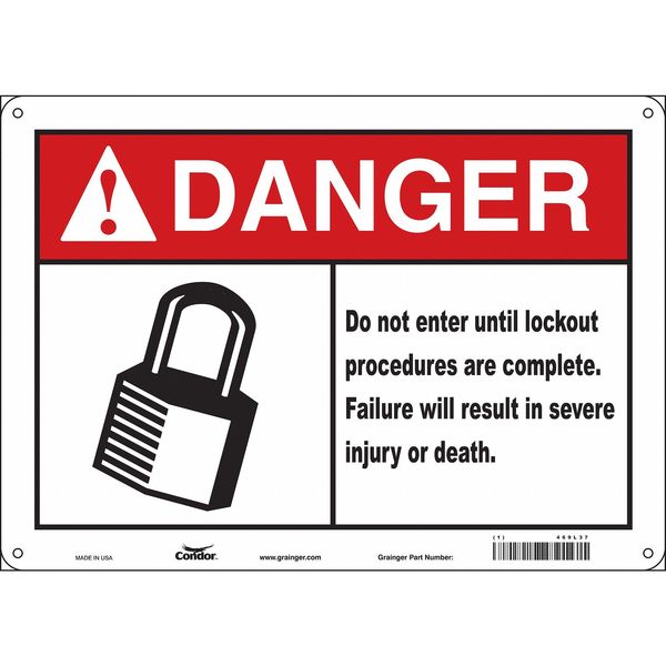 Safety Sign, 10 in Height, 14 in Width, Aluminum, Horizontal Rectangle, English, 469L37