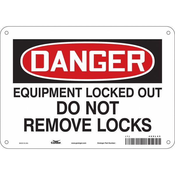 Safety Sign, 7 in Height, 10 in Width, Polyethylene, Vertical Rectangle, English, 469L45