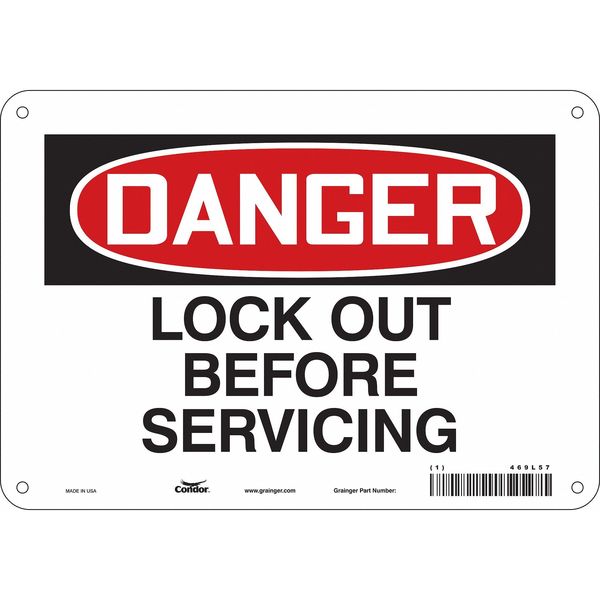 Safety Sign, 7 in Height, 10 in Width, Aluminum, Vertical Rectangle, English, 469L57