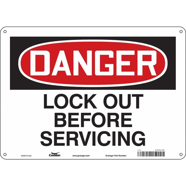 Safety Sign, 10 in Height, 14 in Width, Aluminum, Horizontal Rectangle, English, 469L58
