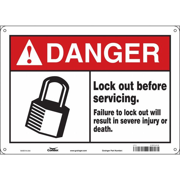 Safety Sign, 10 in Height, 14 in Width, Aluminum, Horizontal Rectangle, English, 469L64