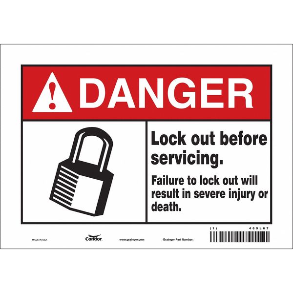 Safety Sign, 7 in Height, 10 in Width, Vinyl, Vertical Rectangle, English, 469L67
