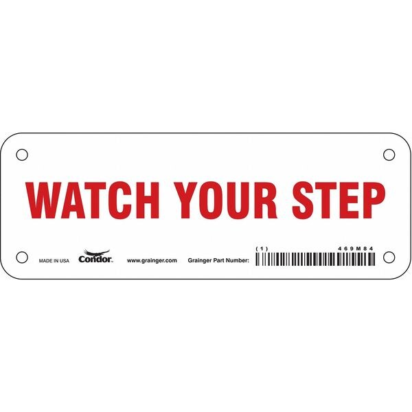 Safety Sign, 2 1/2 in Height, 7 in Width, Aluminum, Horizontal Rectangle, English