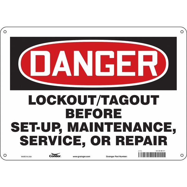 Safety Sign, 10 in Height, 14 in Width, Aluminum, Horizontal Rectangle, English, 469M01