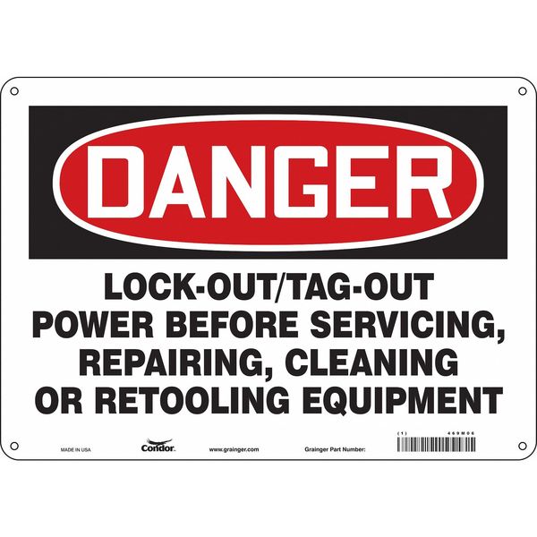 Safety Sign, 7 in Height, 10 in Width, Aluminum, Vertical Rectangle, English, 469M06